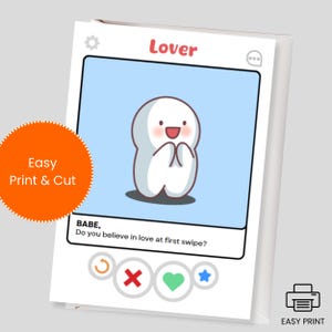 Amor à primeira vista Cartão de Dia dos Namorados para amantes | Cartões de casal peculiares | Presente engraçado do aplicativo de namoro Tinder para namorado e namorada | Para impressão