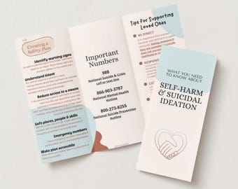 Druckbare, informative Broschüren - Was Sie über Selbstverletzung / Suizidgedanken wissen müssen (digitale Datei) * Siehe Shop für Bundle-Angebot *