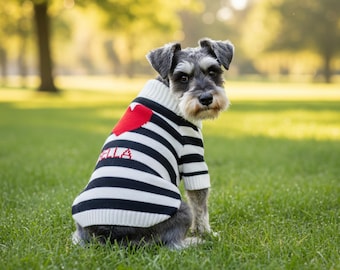 Pull à rayures personnalisé pour chien avec nom d'animal de compagnie Pull pour chien personnalisé avec nom d'animal de compagnie pull pour chat en tricot