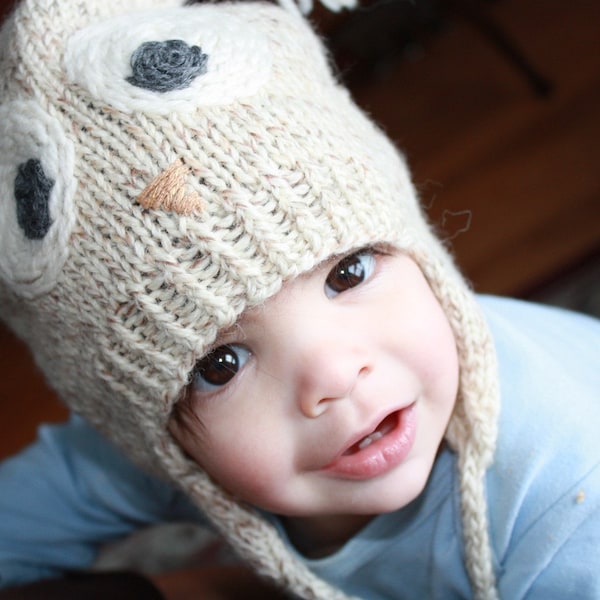 HOOT TOQUE Preemie to Adult Owl Hat Knitting Pattern PDF