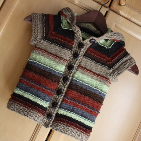 TREEFORT JACKET Striped Hoody  3 months to 10 years Quick Fun Cute Knitting Pattern PDF