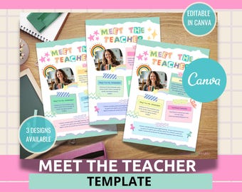 Meet The Teacher Template Pastel Theme Classroom Newsletter Editable Canva Template Teacher Introduction Template Back to School Flye