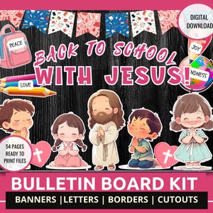 Back to School Christian Bulletin Board Kit Faith Theme Classroom Decor Back to School with Jesus Bulletin Board Faith Classroom Decor