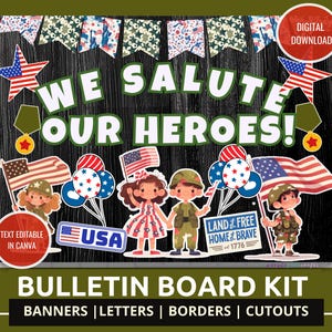Kit de quadro de avisos do Dia da Independência, conjunto de quadro de avisos de 4 de julho, decorações de 4 de julho, boletim de saudação aos heróis, conjunto de quadro de avisos temáticos