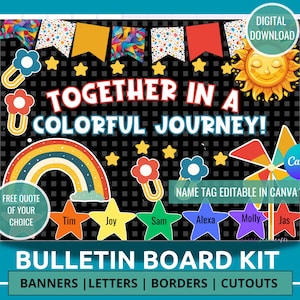 Daycare Bulletin Board Bright Rainbow Theme Classroom Decor Kit Colorful Classroom Decor Set Back to School Bulletin Board Editable