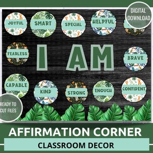 Affirmation Station Classroom Decor Jungle Safari Theme Positive Affirmations Classroom Decor Bulletin Board Kit Affirmation Corner