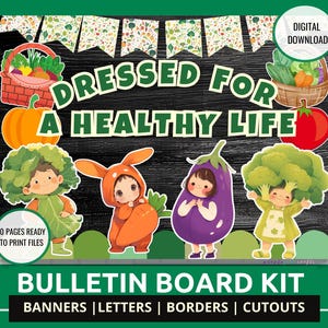Bulletin Board Kit Nutrition Month Classroom Decor Printable Healthy Eating Display for Preschool & Elementary Teacher Classroom Decor Kit
