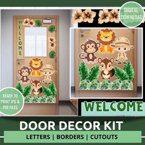 Jungle Safari Theme Welcome Classroom Door Sign Classroom Door Display Decor Back to School Classroom Display Classroom Decor Ideas
