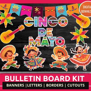 Kit de tablero de anuncios del Cinco de Mayo, tablero de anuncios decorativo para el aula, fiesta, para la escuela o la oficina, juego de tablero de anuncios colorido del Cinco de Mayo