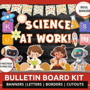 STEM Classroom Bulletin Board Kit Science Bulletin Board Kit Back to School Science Theme Classroom Decor Set Back to School Bulletin Boards