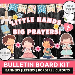 Christian Bulletin Board Prayer Bulletin Board Christian Classroom Decor Sunday School Bulletin Kit Christian Decor Kit Faith Display Board