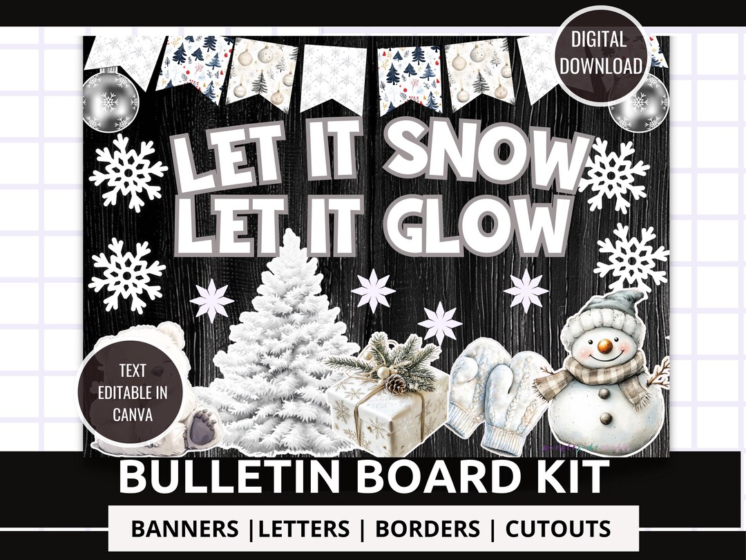 Bulletin Board Kit White Christmas Decor Kit Winter Wonderland Bulletin ...