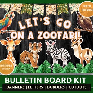 Animal Bulletin Board Kit Zoo Safari Theme Classroom Decor Jungle Bulletin Board Set Safari Animals Classroom Display Zoo Safari Bulletin