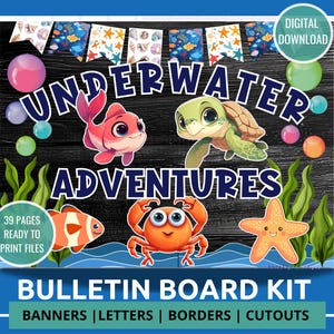Kit de tablón de anuncios Ocean Life, divertido kit de decoración de peces para el hogar o la escuela, con temática de aventuras submarinas y peces marinos.