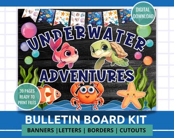 Ocean Life Bulletin Board Kit Fun Fish Decor for Home or School Under the Sea Fish Bulletin Board Kit  Underwater Adventures Ocean Theme