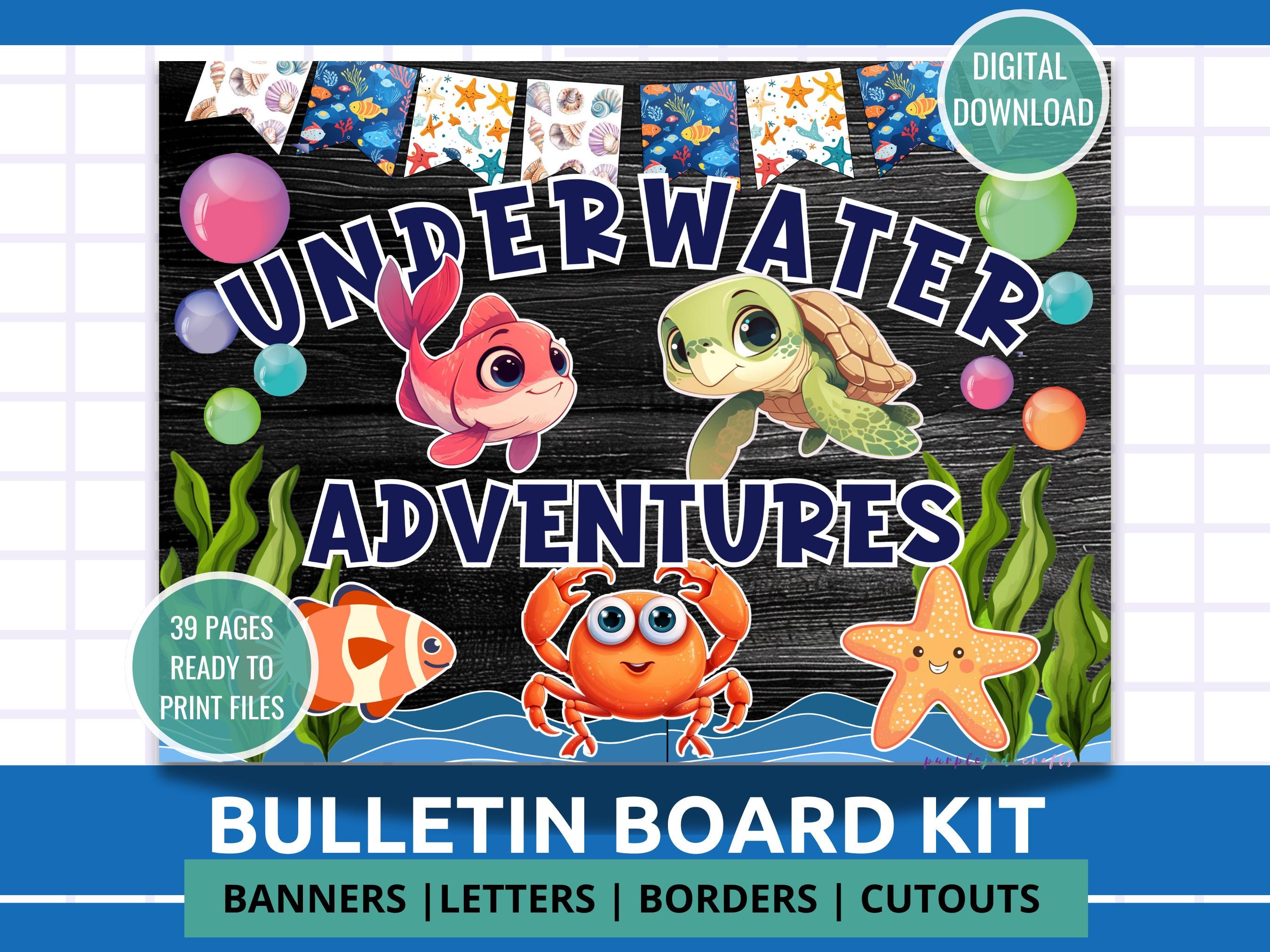 Ocean Life Bulletin Board Kit Fun Fish Decor for Home or School Under the Sea Fish Bulletin Board Kit  Underwater Adventures Ocean Theme