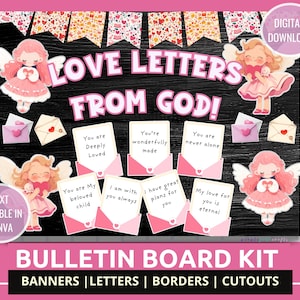 Christian Bulletin Board Kit God&#39;s Love Letters Theme Valentines Bulletin Board Kit DIY Love Month Pink Decor February Bulletin Board Decor
