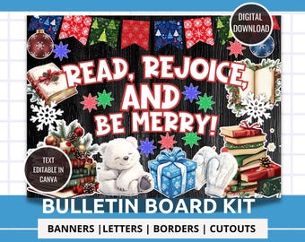 Christmas Bulletin Board Kit Book Lovers Decor Kit Seasonal Bulletin Board Kit Festive Christmas Bulletin Board Holiday Classroom Decor