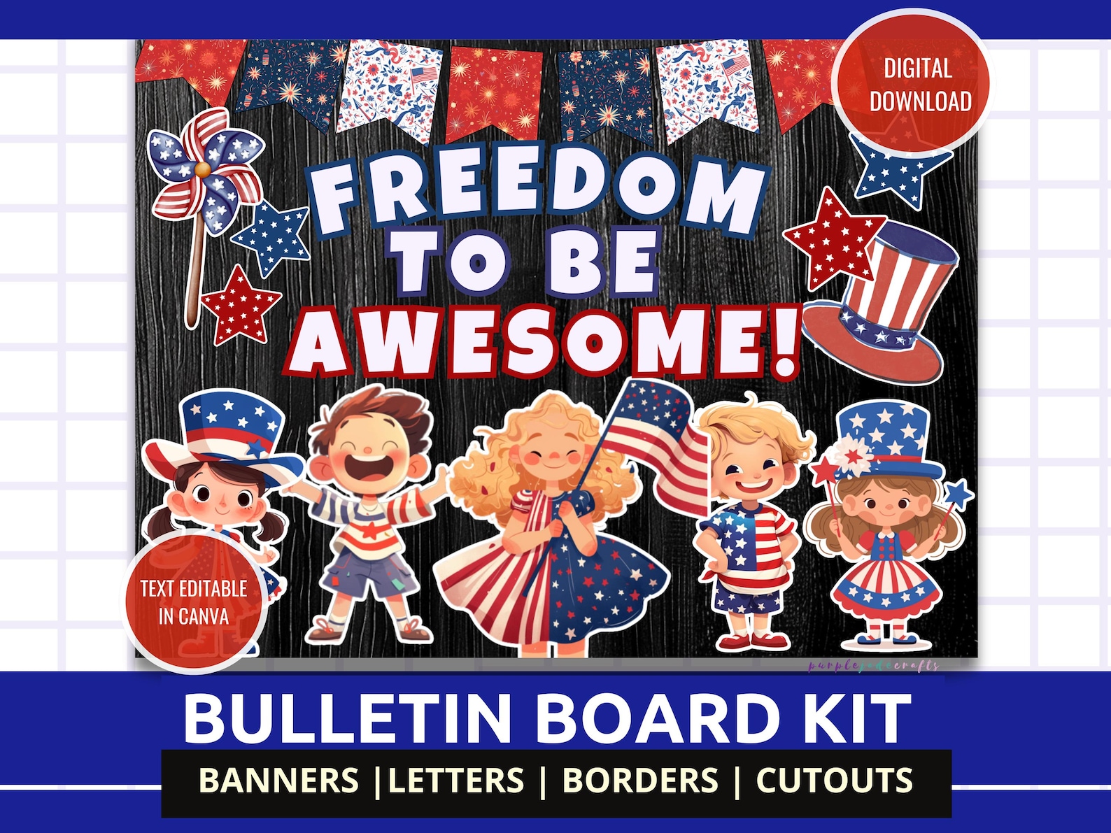4th of July Bulletin Board Set Independence Day Bulletin Board Kit ...