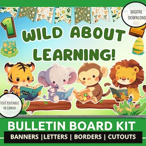 Jungle Safari Bulletin Board Classroom Back to School Bulletin Board Kindergarten Classroom Decor Wild About Learning Jungle Safari Theme