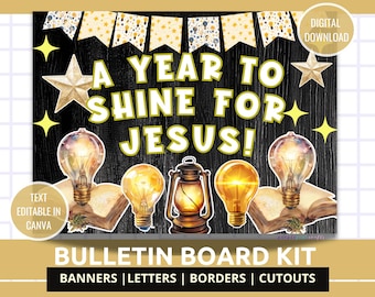 New Year Christian Bulletin Board Shine for Jesus Theme Bulletin Christian Decor Bulletin Faith Bulletin Board Kit DIY Bulletin for New Year