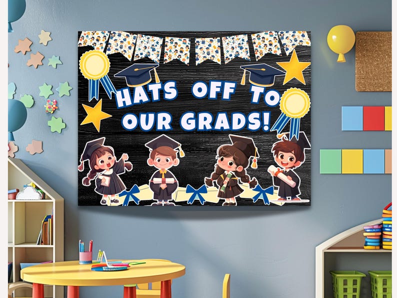 Graduation Bulletin Board Hats off to Our Grads Bulletin Board Kit ...