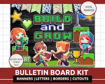 Gamer Theme Bulletin Board Kit Back to School Pixel Game Theme Back to School Decor Ready to Print Pixel Classroom Banner Letters Cutout