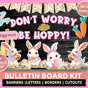 Easter Egg Hunt Decor Bunny Theme Bulletin Board Kit Spring Bulletin Board Kit with Bunny Theme Seasonal Classroom Decor Spring Bulletin Kit