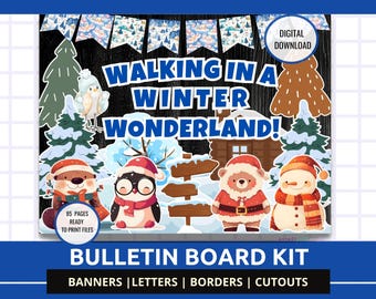 Winter Classroom Bulletin Board, Winter Wonderland Bulletin Board Kit, Printable Snow Theme Bulletin Board, Classroom Door Decor Kit