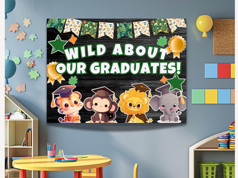 Graduation Bulletin Board Kit Jungle Safari Theme Bulletin End of ...