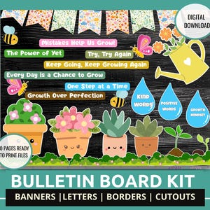 Bulletin Board Kit Growth Mindset Bulletin Board Classroom Decor Watch Us Grow Bulletin Board Kit Positive Affirmation Wall Bulletin Board