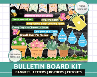 Bulletin Board Kit Wachstum Mindset Bulletin Board Klassenzimmer Dekor Beobachten Sie uns wachsen Bulletin Board Kit Positive Affirmation Wall Bulletin Board