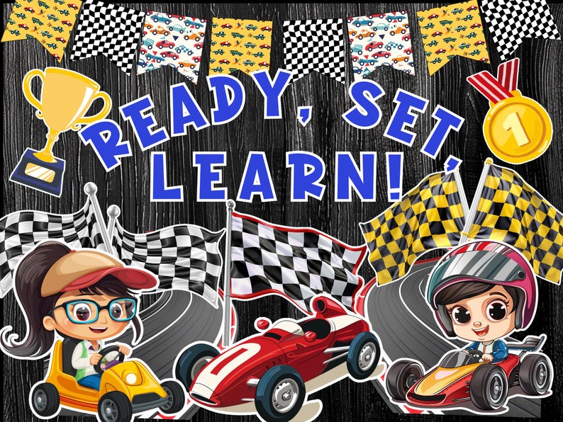 Race Car Theme Bulletin Board Kit Elementary Preschool Back to School ...