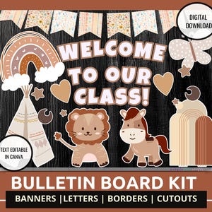 Classroom Bulletin Board Boho Theme Decor Set Back to School Bulletin Boards Classroom Decor Kindergarten Bulletin Board Classroom Decor Kit