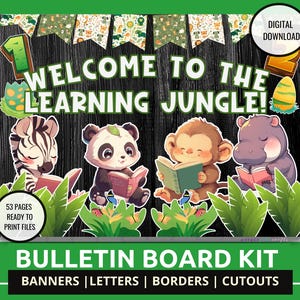 Safari Jungle Theme Classroom Decor Back to School Jungle Bulletin Board Kit Back to School Printable Display for Teachers Door Decor Kit