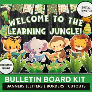 Classroom Bulletin Board Safari Jungle Theme Decor Set Back to School Bulletin Board Classroom Decor Kindergarten Jungle Classroom Decor Kit