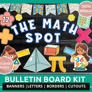 Printable Math Bulletin Board Kit for Classroom Math Spot Decor for Elementary Teachers Math Center Wall Display Math Station Printables