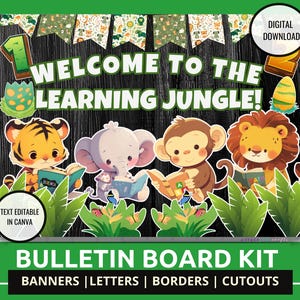 Jungle Theme Bulletin Board Classroom Bulletin Board Safari Theme Back to School Bulletin Board Classroom Decor Kindergarten Bulletin Board