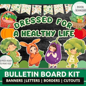 Nutrition Month Classroom Decor Bulletin Board Kit Printable Healthy Eating Display for Preschool & Elementary Teacher Classroom Decor Kit