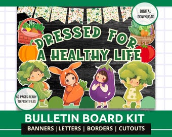 Kit per bacheca del mese della nutrizione, esposizione di un'alimentazione sana, decorazioni per aule per insegnanti di scuola materna ed elementare, idee per bacheche, kit di decorazioni