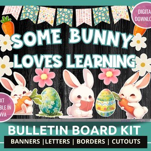 Spring Easter Bunny Bulletin Board Kit for Classroom | Printable Easter Bulletin Board Decor | Cute Spring Classroom Display for Teachers