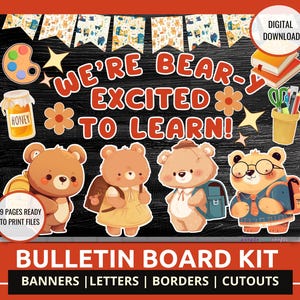 Bear Bulletin Board Kit Back to School Classroom Decor Cute Bear Themed  Teacher Bulletin Board Kit Door Decor Classroom Welcome Sign