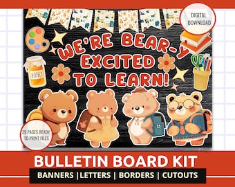 Prikbordkit beer terug naar school klas decor schattige beer thema leraar bulletinboard kit deur decor welkomstbord klaslokaal