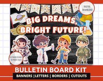 Kit de tablón de anuncios Future World Changers, juego de tablón de anuncios de ocupaciones laborales para niños, decoración de profesiones, tablón de anuncios de sueños profesionales
