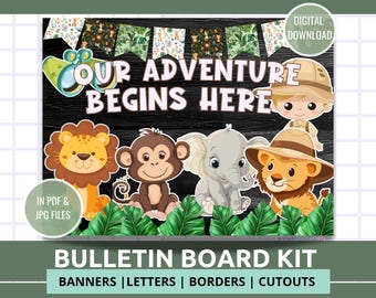 Classroom Bulletin Board Safari Jungle Theme Decor Set Back to School Bulletin Boards Classroom Decor Kindergarten Bulletin Boards