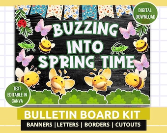 Spring Bulletin Board Kit with Buzzing Bees Theme Seasonal Classroom Decor Bees Buzzing Bulletin Board for Spring Classroom Learning Decor