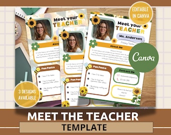 Sunflower Meet The Teacher Template: Editable Classroom Newsletter (Canva)