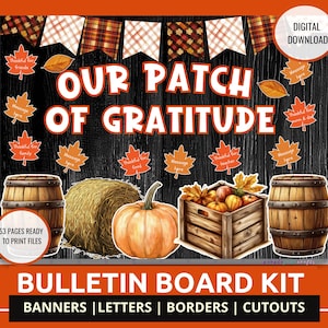 Gratitude Board Kit for a Festive Thanksgiving Decoration Bulletin Board Kit Customizable Autumn Thankfulness Display DIY Bulletin Board Set