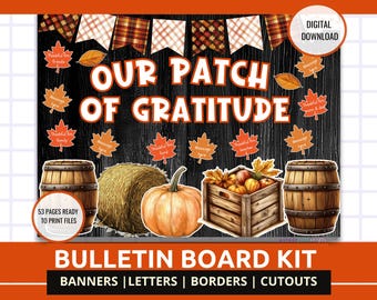 Gratitude Board Kit for a Festive Thanksgiving Decoration Bulletin Board Kit Customizable Autumn Thankfulness Display DIY Bulletin Board Set