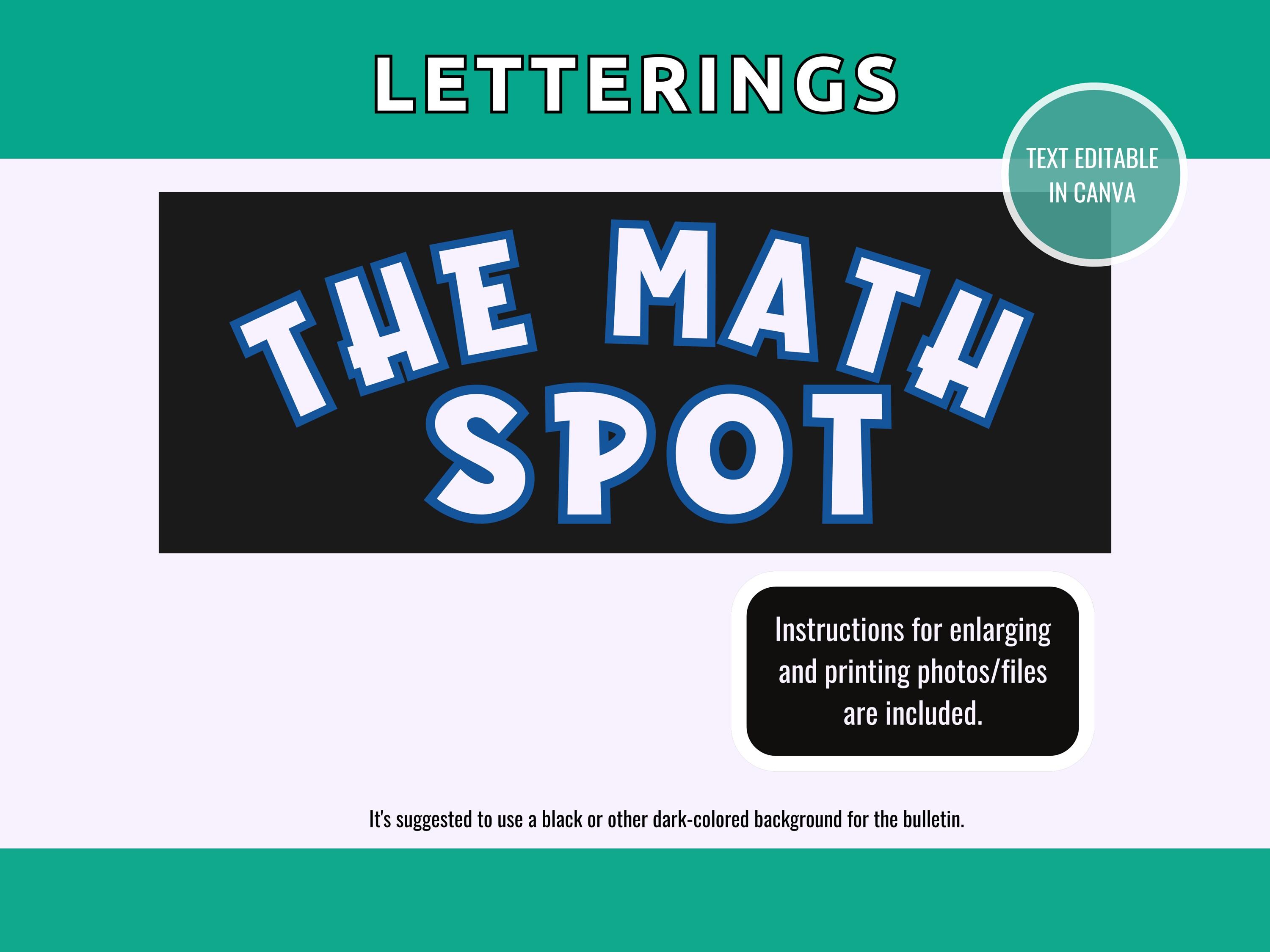 Printable Math Bulletin Board Kit for Classroom Math Spot Decor for ...